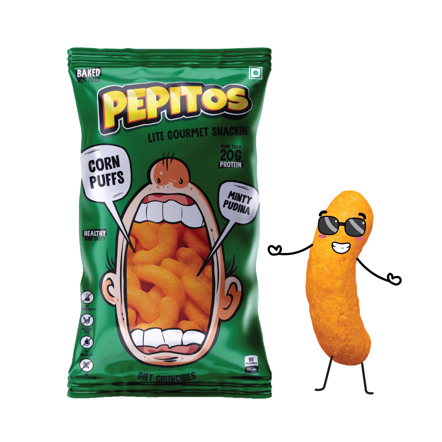 Pepitos Corn Puffs - Minty Pudina - XXL Party Pack -140g