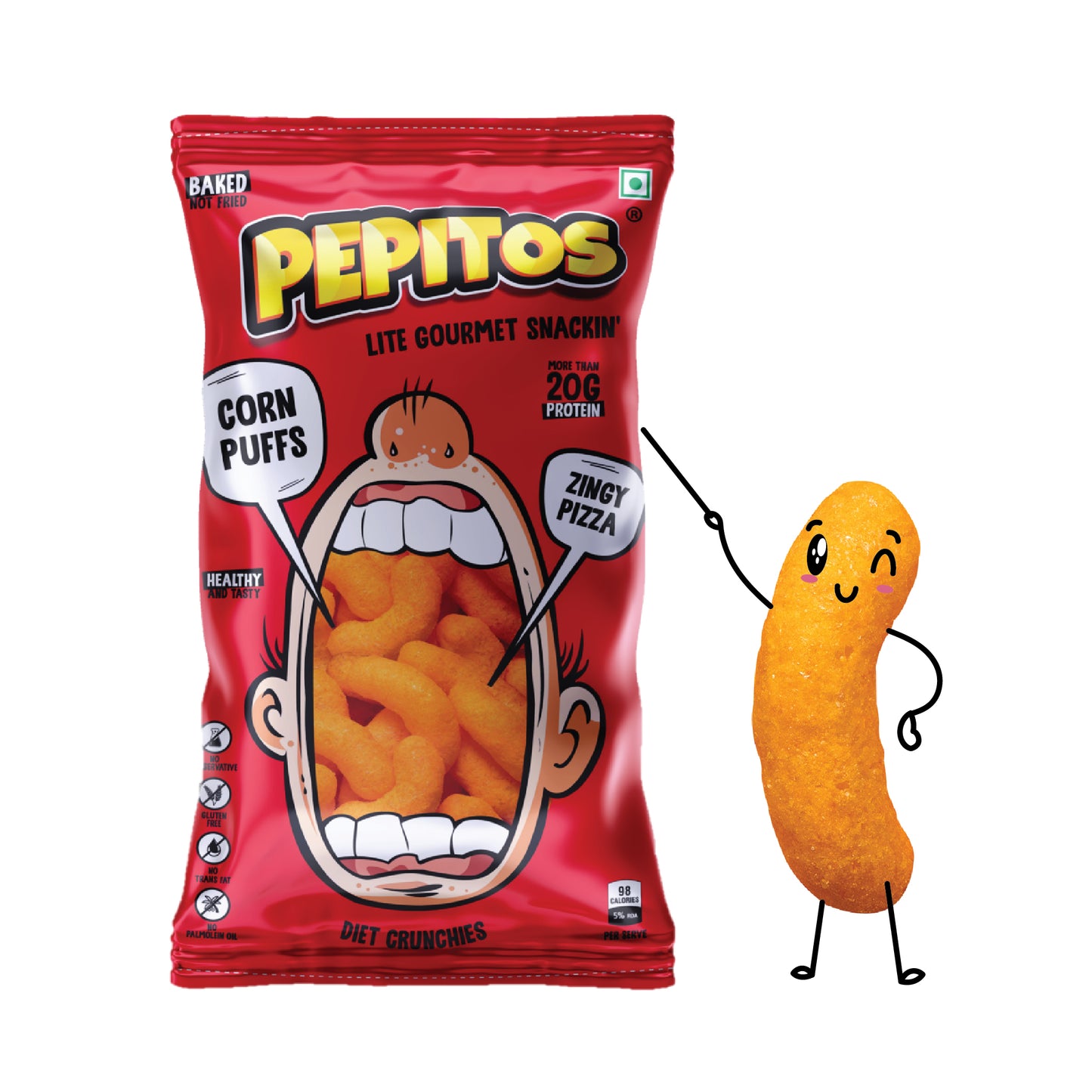 Pepitos Corn Puffs - Zingy Pizza -XXL Party Pack -140g
